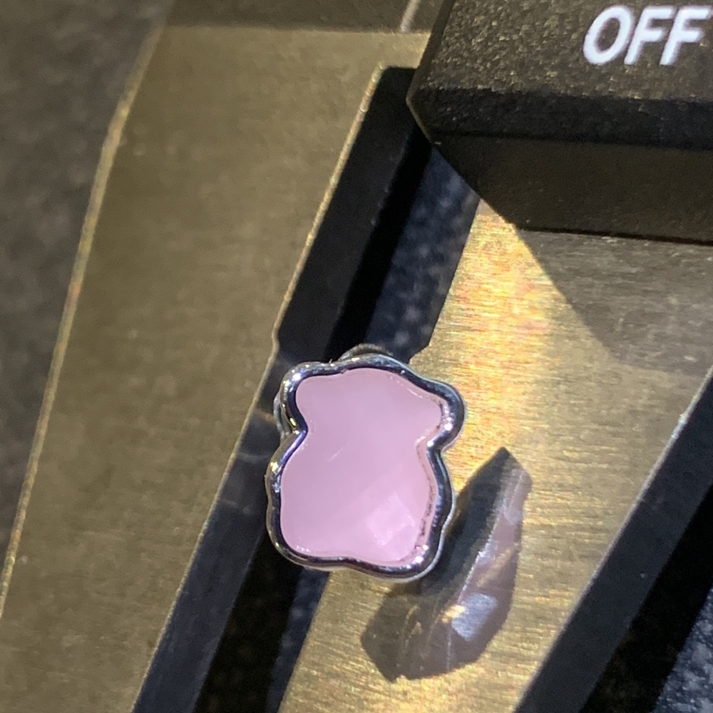 Tous Pink Silver ROSE QUARTZ Stone Earrings Silver Studs - Picture 8 of 16